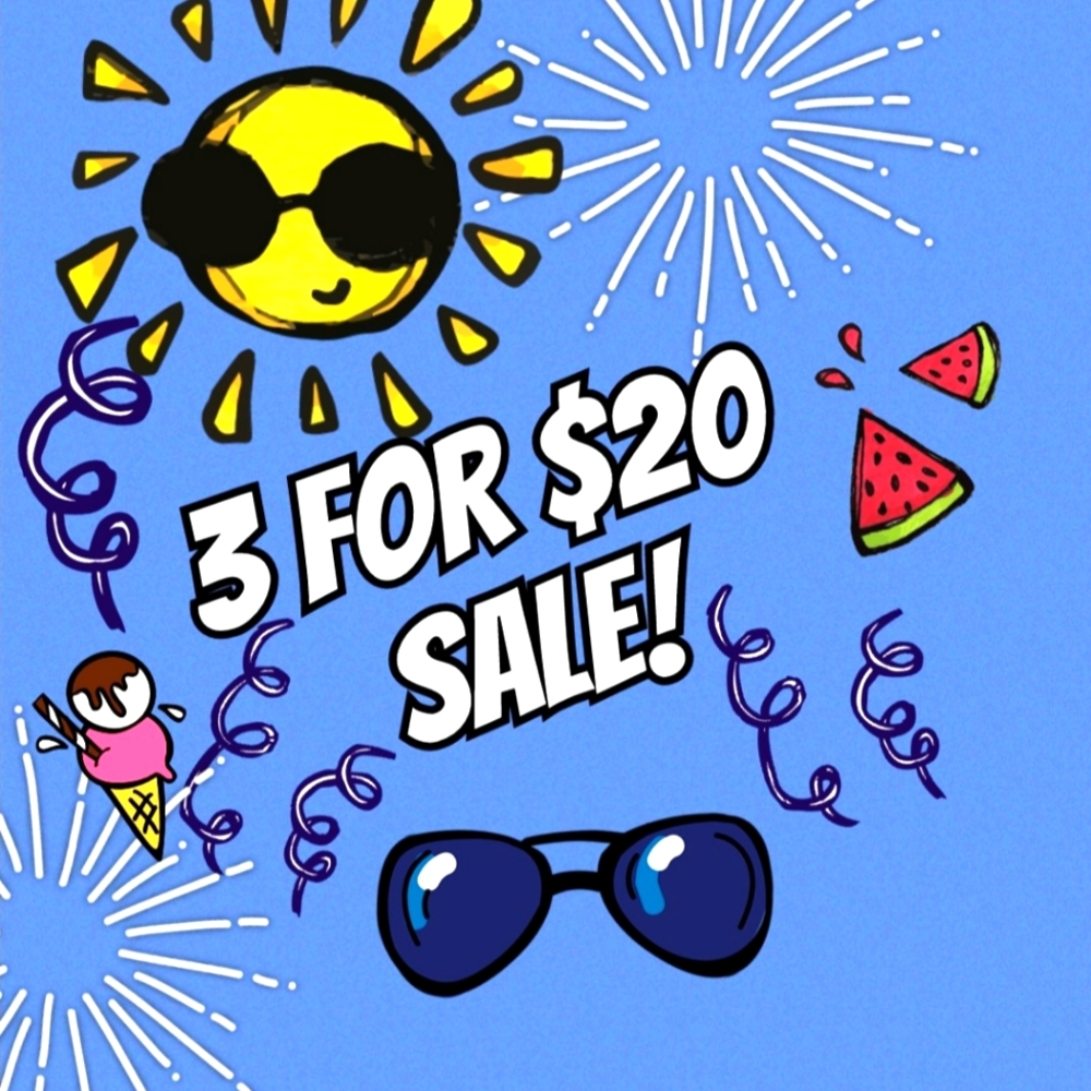 3 for $20 SALE (🌞 in title)
